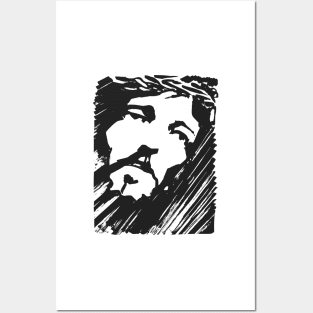 Jesus Christ Face ink hand drawn illustration Posters and Art